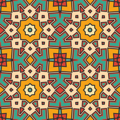 Seamless pattern with multi-colored original ornament. Vector illustration