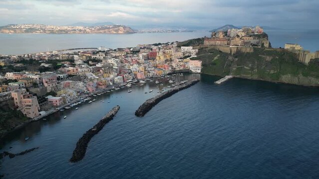 Marina Corricella, the fishing village in Procida, Italy