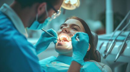 A dentist doctor checking a person's teeth on a clinic for a healthy smile