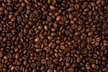 Coffee beans. Food brown background
