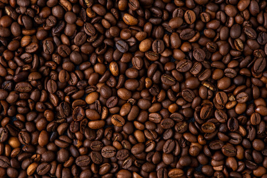 Coffee beans. Food brown background © Real_life