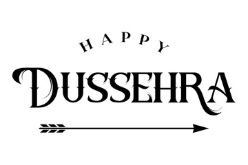 Happy Dussehra lettering with bow and arrow of rama festival vector illustration. - obrazy, fototapety, plakaty