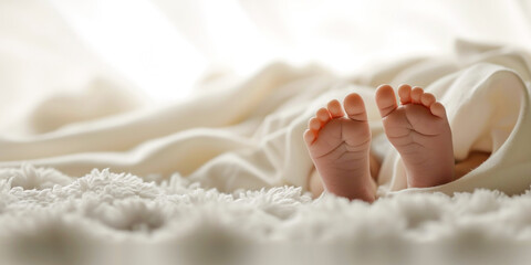 Peaceful Slumber: Baby Feet Under Soft Blanket
