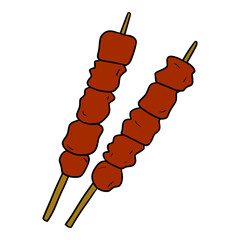 delicious satay illustration hand drawn colored vector