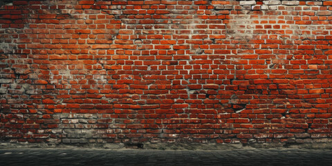 Textured Red Brick Wall on a Cobblestone Street