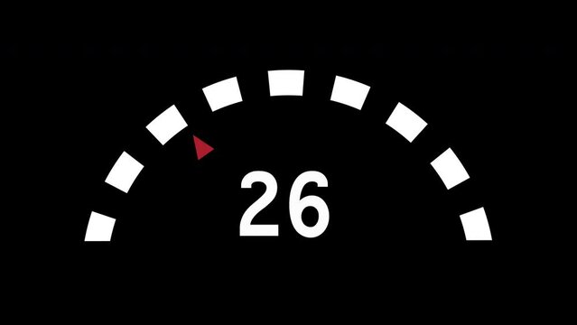 Animated measuring scale with changing readings on black background.