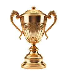 Fototapeta na wymiar Golden Trophy cup isolated on transparent background. PNG file, cut out