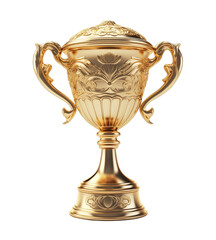 Fototapeta na wymiar Golden Trophy cup isolated on transparent background. PNG file, cut out