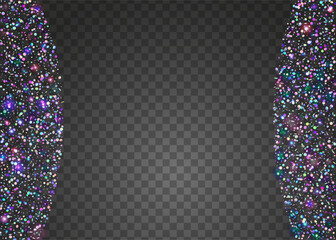 Carnival Tinsel. Modern Banner. Festive Effect. Unicorn Sparkle. Laser Texture. Falling Design. 3d Abstract Explosion. Pink Disco Paper. Purple Carnival Tinsel