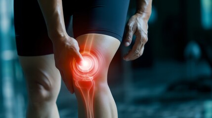 Highlighting Knee Pain in Athlete.
Athlete with highlighted knee pain indicating potential injury. - obrazy, fototapety, plakaty