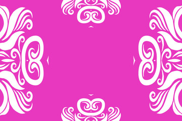 Beautiful frame white flowers line art pattern of indonesian culture traditional tenun batik ethnic dayak ornament