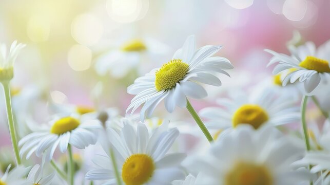 A lot of Daisies with copy space, Associated with innocence and true love.