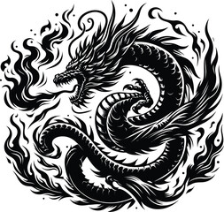 Designs of Chinese dragons on a white background