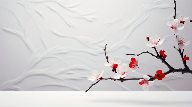 a single red blossom standing boldly against a backdrop of pristine white, a breathtaking composition that exemplifies the grace and simplicity of natural art.
