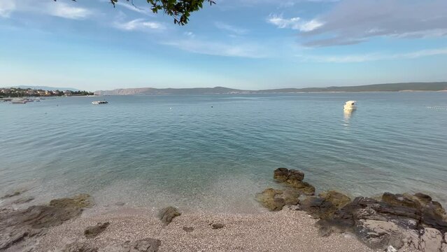 Beautiful summer morning view of Selce, picturesque village in Kvarner bay at Adriatic sea coast