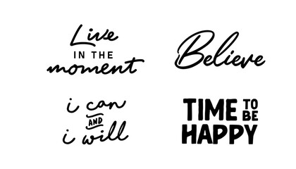 Motivational quotes bundle. Inspiration and good vibes set of typographic designs.