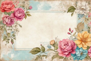 vintage background with roses, aged paper frame, intricate floral elegance, vintage backdrop, perfect for classic wedding invitations and cards