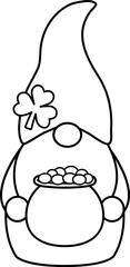 St. Patrick's Day Gnome outline vector