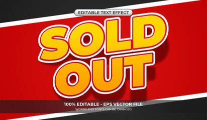 Sold out text effect. Editable 3d yellow and bold text effect