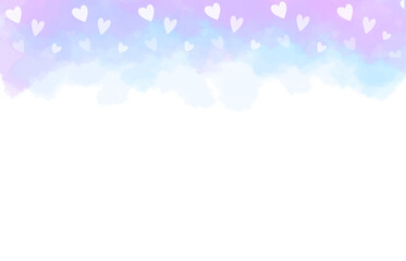 Pastel purple and blue splash watercolor heart valentine day border cute frame banner