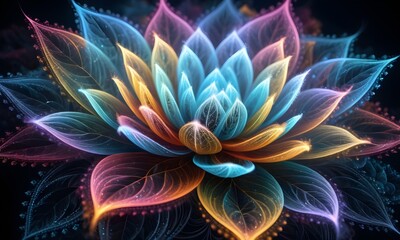 Beautiful luminous fractal flowers, abstract background