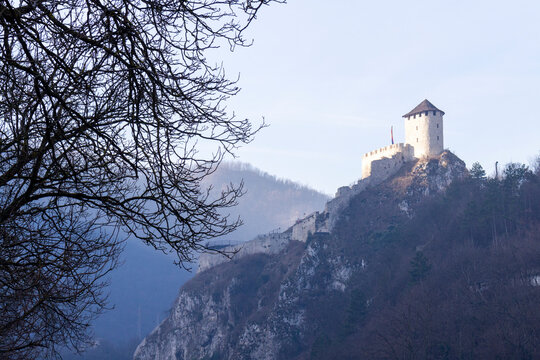 Architectur background with Uzice castle