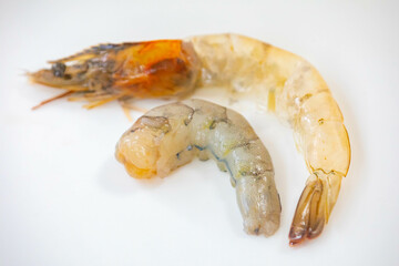 Clean fresh shrimp in selective focus and fine details