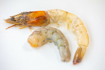 Clean fresh shrimp in selective focus and fine details