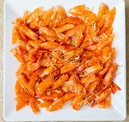 Shrimp shells and heads in fine detail