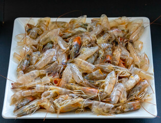 Shrimp shells and heads in fine detail