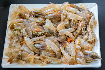 Shrimp shells and heads in fine detail