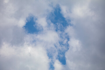 White clouds with cotton texture on blue sky background