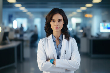 Female doctor, medical worker wearing uniform in a hospital