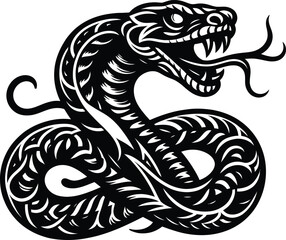 Black Snake vector illustration for tattoo design.
