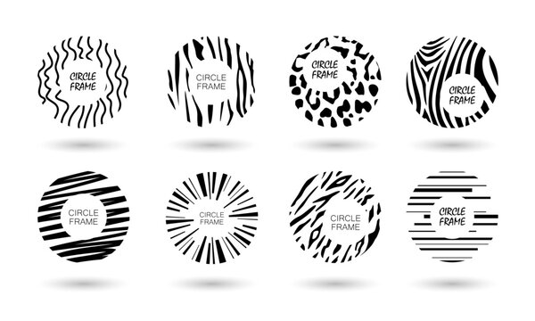 Big Set of Hand drawn doodle circle Abstract Patterns. round Abstract black lines, Backgrounds. Skin, Spots, drops, curves. modern trendy Vector illustration.