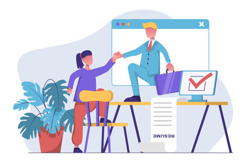Human resources. The HR manager reviews the resume. Online interview.