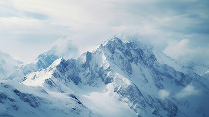 Fototapeta na wymiar Berge Wolken Widescreen Winter Alpen Landschaft Schnee Urlaub