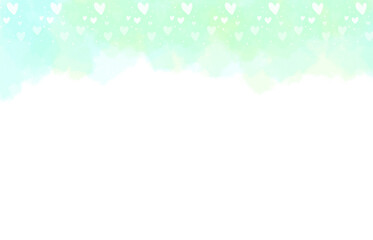 Pastel green splash watercolor heart valentine day border cute frame banner