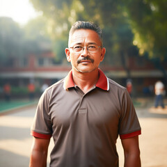indian male sports teacher standing at ground