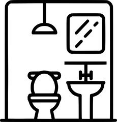 Lavatory room filled outline icon, line vector sign, toilet mirror sign, symbol, vector, art
