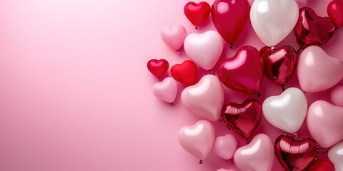 Valentine's day hearts ballons with copyspace, saint valentine and love background concept. - obrazy, fototapety, plakaty