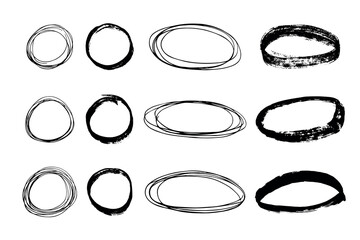 Hand drawn frame clipart. Ink scribble set. Elements for design