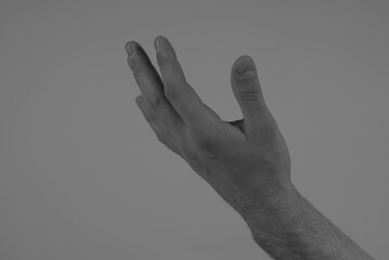 Human hand art concept performance in black and white