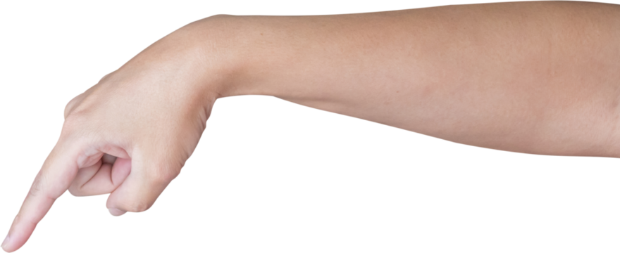 man hand touching or pointing to something isolated on white background