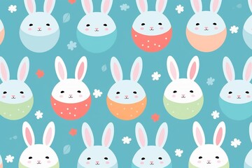 Obraz premium Cute Easter pattern design with funny cartoon characters of bunnies