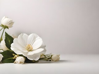 "Blossoms of Purity: A Serene Bouquet of White Flowers in a Vase"