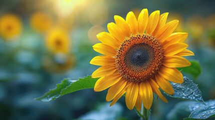 Obraz premium Poppies field, yellow color flowers, closeup view