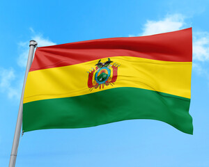 Bolivia flag fluttering in the wind on sky.