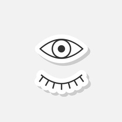 Eyes open and closed icon sticker isolated on gray background