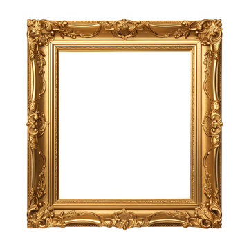 antique gold picture frame on a white backgroung